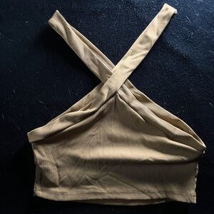 tan crop tank top